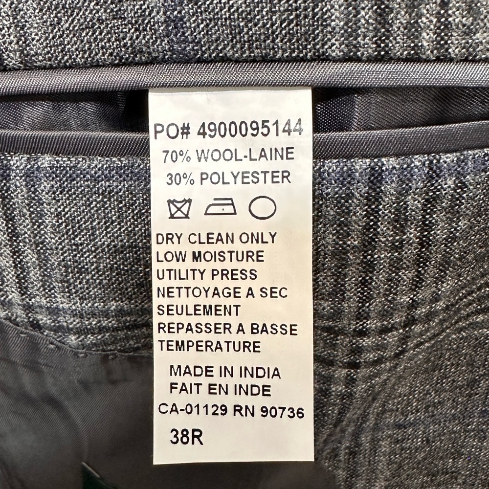 LAUREN RALPH LAUREN MENS BLAZER SIZE 38 GREY BLUE PLAID LEXINGTON FLEX JACKET - Picture 11 of 13